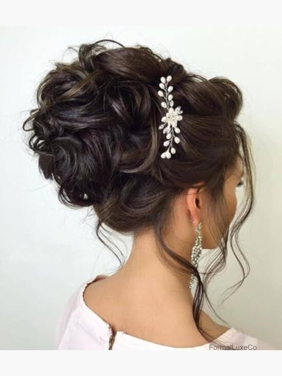 5 Piece Pearl Crystal Rhinestone Hair Comb & Pins Set main image 5